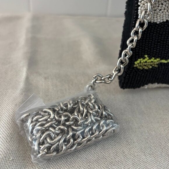 America and Beyond Beaded Clutch/Crossbody - Black, White and Floral - Picture 10 of 13